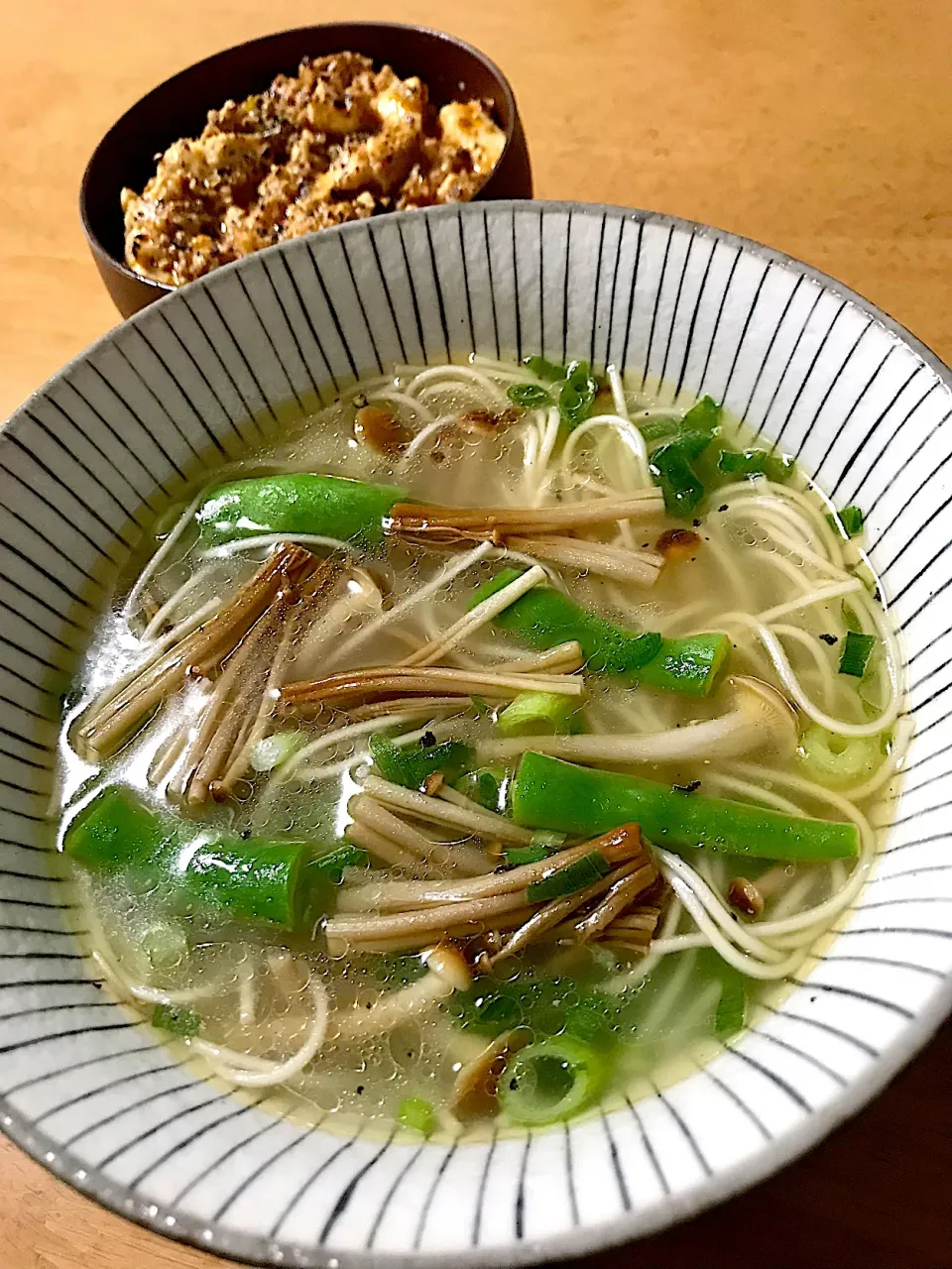 茹でないそうめんハーフとプチマボ丼|deekay71さん