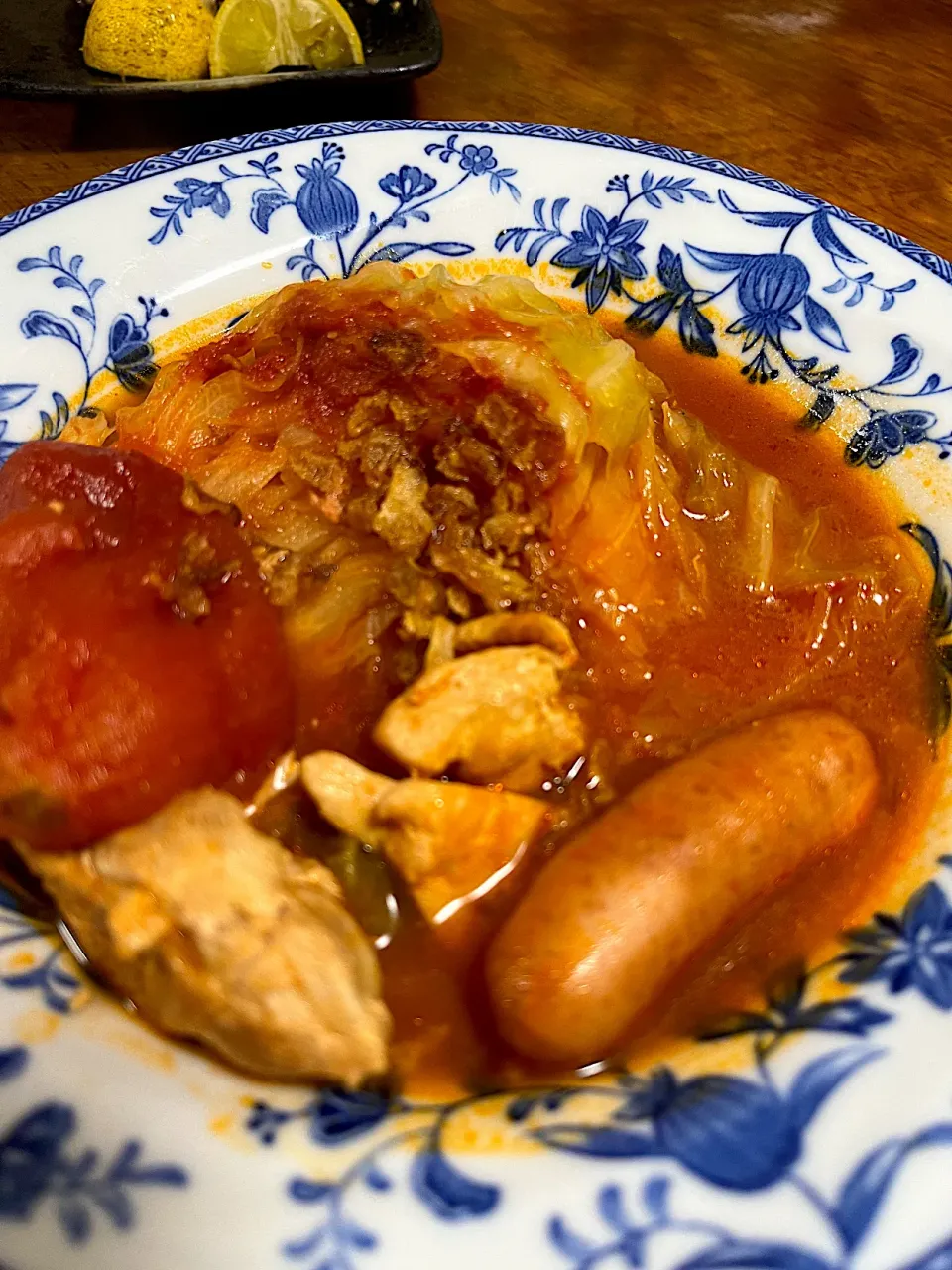 キャベツと鶏肉のトマト煮|さんだーさん