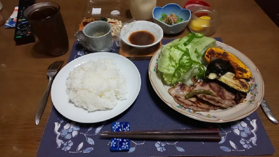 ポークソテー&野菜のフライパン焼きプレート(夕飯)|enarinさん