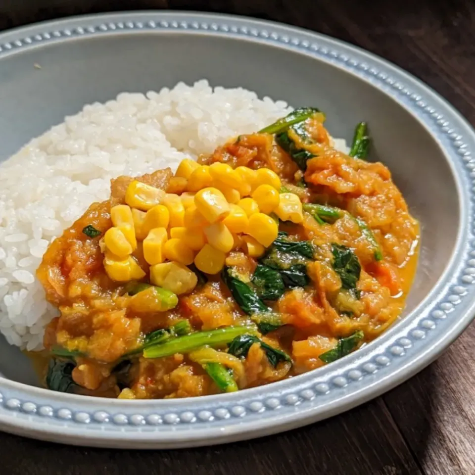 ほうれん草とトマトのあっさりヘルシーカレー|ぶりてりあさん