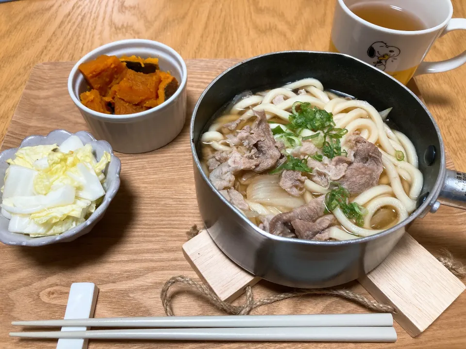 肉うどん、かぼちゃの煮物|しぃさん