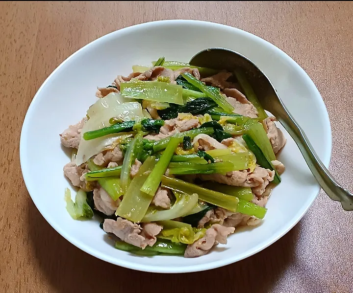 ナナの料理　豚と白菜と小松菜の柚子胡椒甘みそ炒め|ナナさん