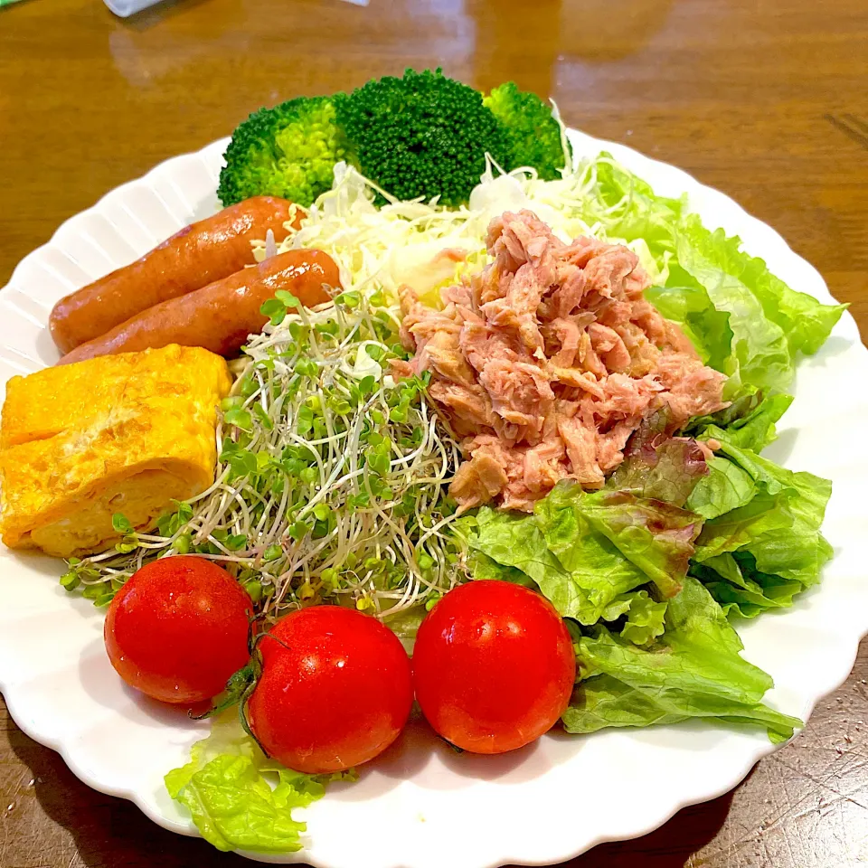 休日の昼食に野菜サラダ|124goさん