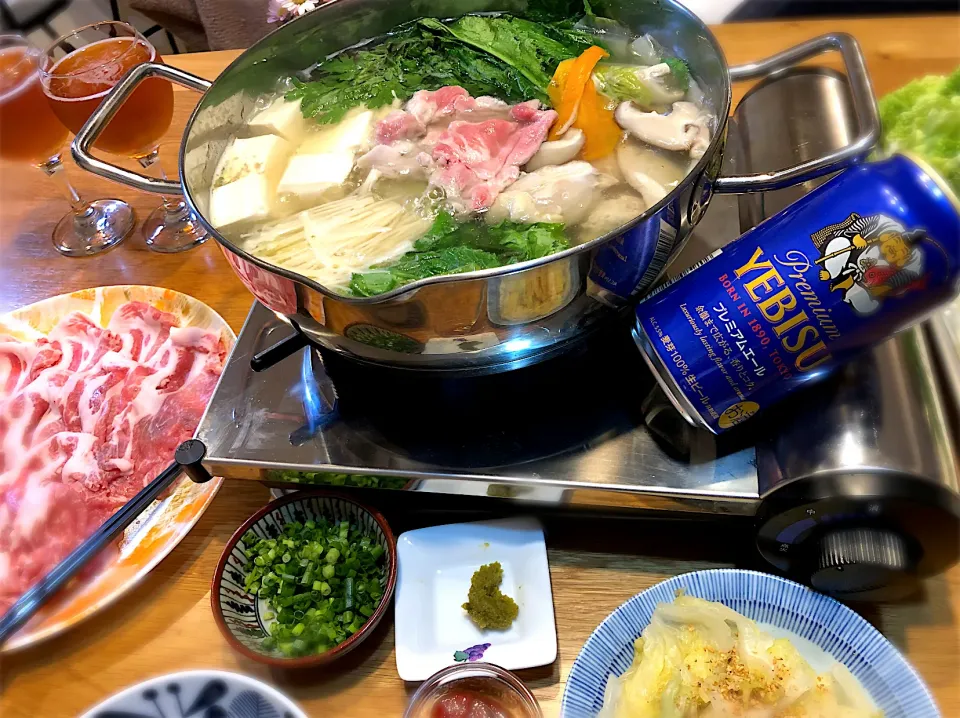 Snapdishの料理写真:豚ロースと鶏もも肉の水炊き|じゅんさんさん