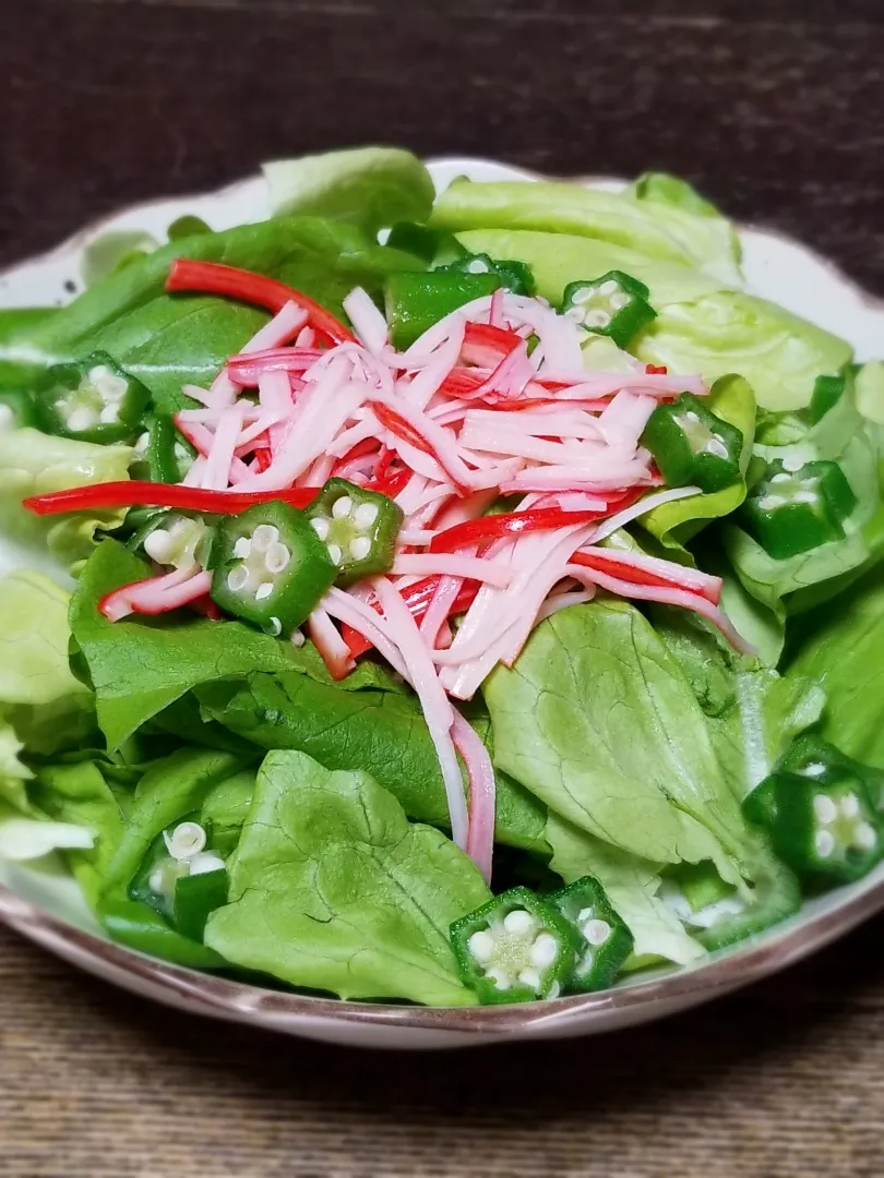 サラダ菜と冷凍オクラのサラダ|ぱんだのままんさん