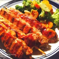 Snapdishの料理写真:Grilled Turkey on a stick, with roasted vegetables by Chef Kelly|Chef Edward Kelly IIさん