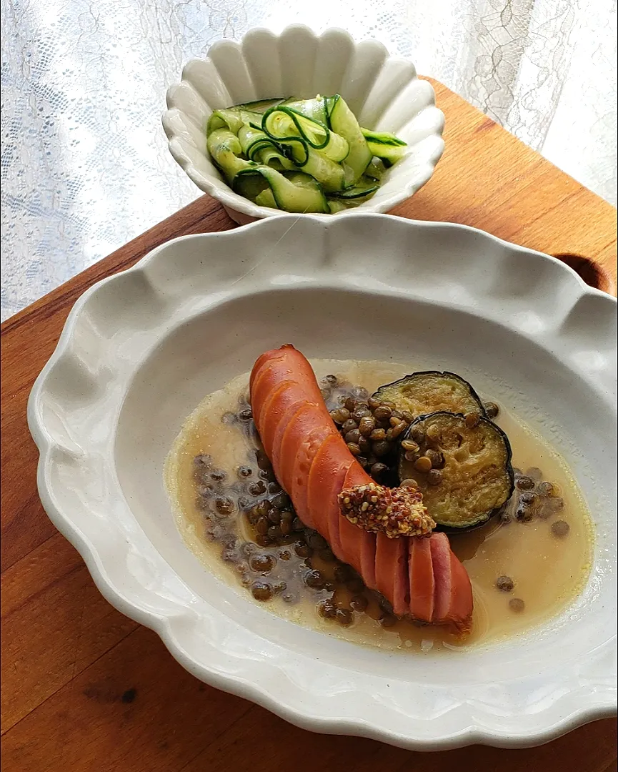 ソーセージとレンズ豆と茄子の煮込み|mi_neneco♪さん