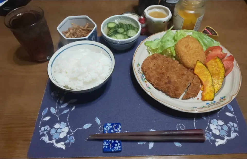 フライプレートスライスと酢の物(夕飯)|enarinさん