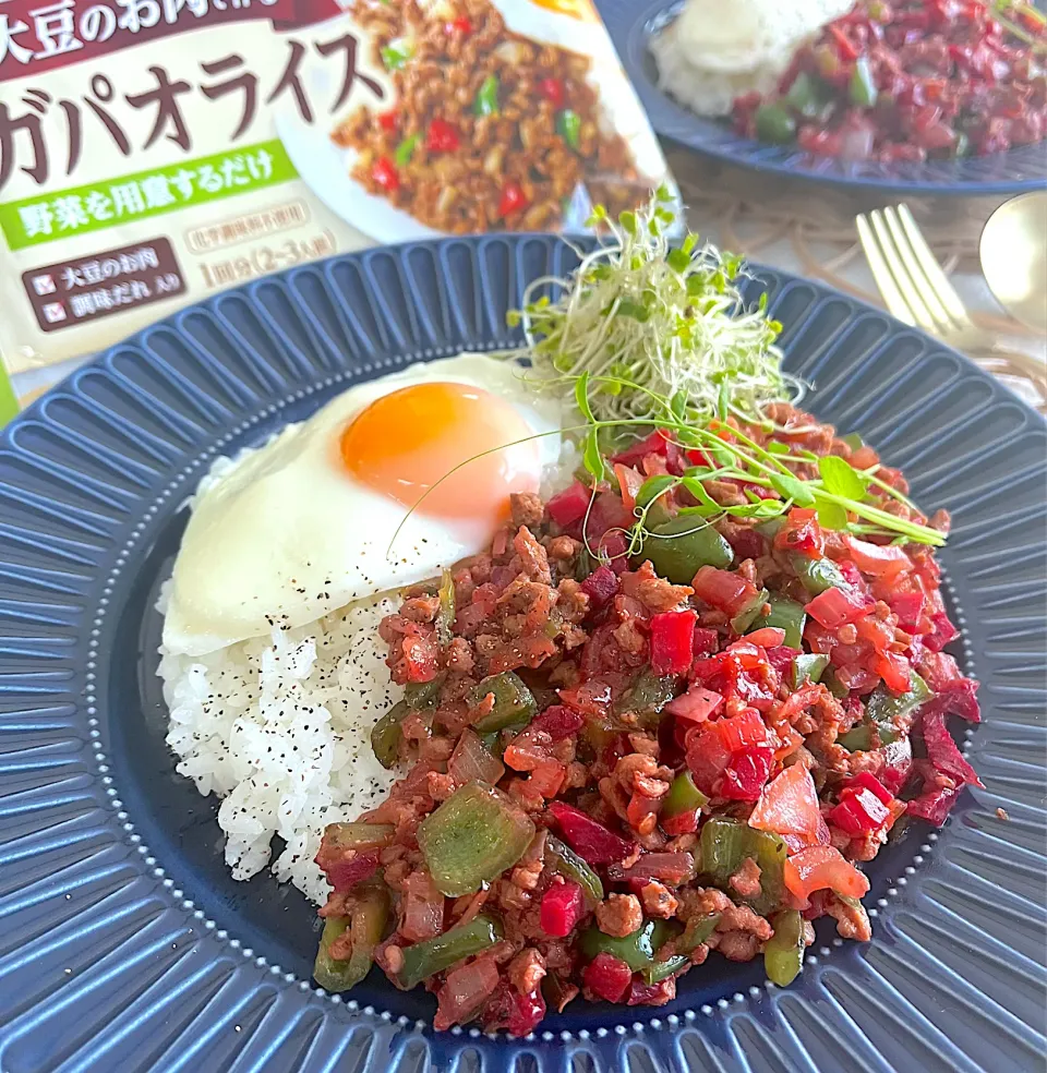 大豆のお肉の赤いガパオライス|りんりんさん