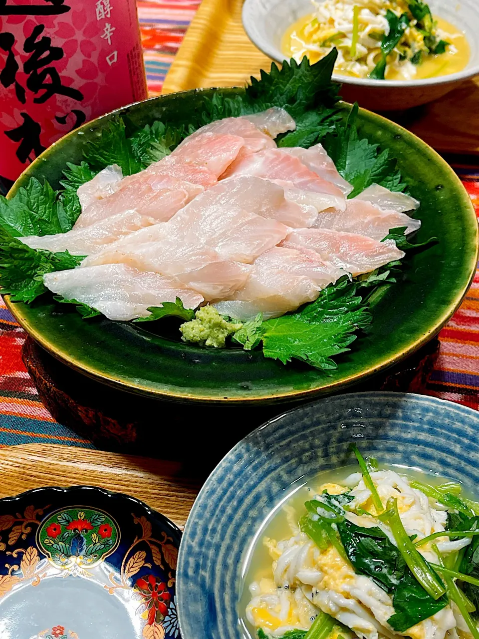 Snapdishの料理写真:2022/11/28 本日の酒肴は八角のお刺身と白魚の玉子とじ|Blueberry🫐さん