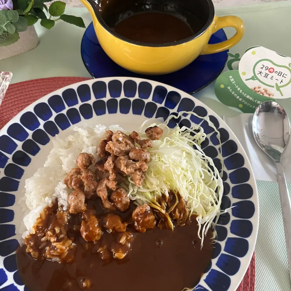 Snapdishの料理写真:大豆のお肉をトッピングカレー|adriablueさん