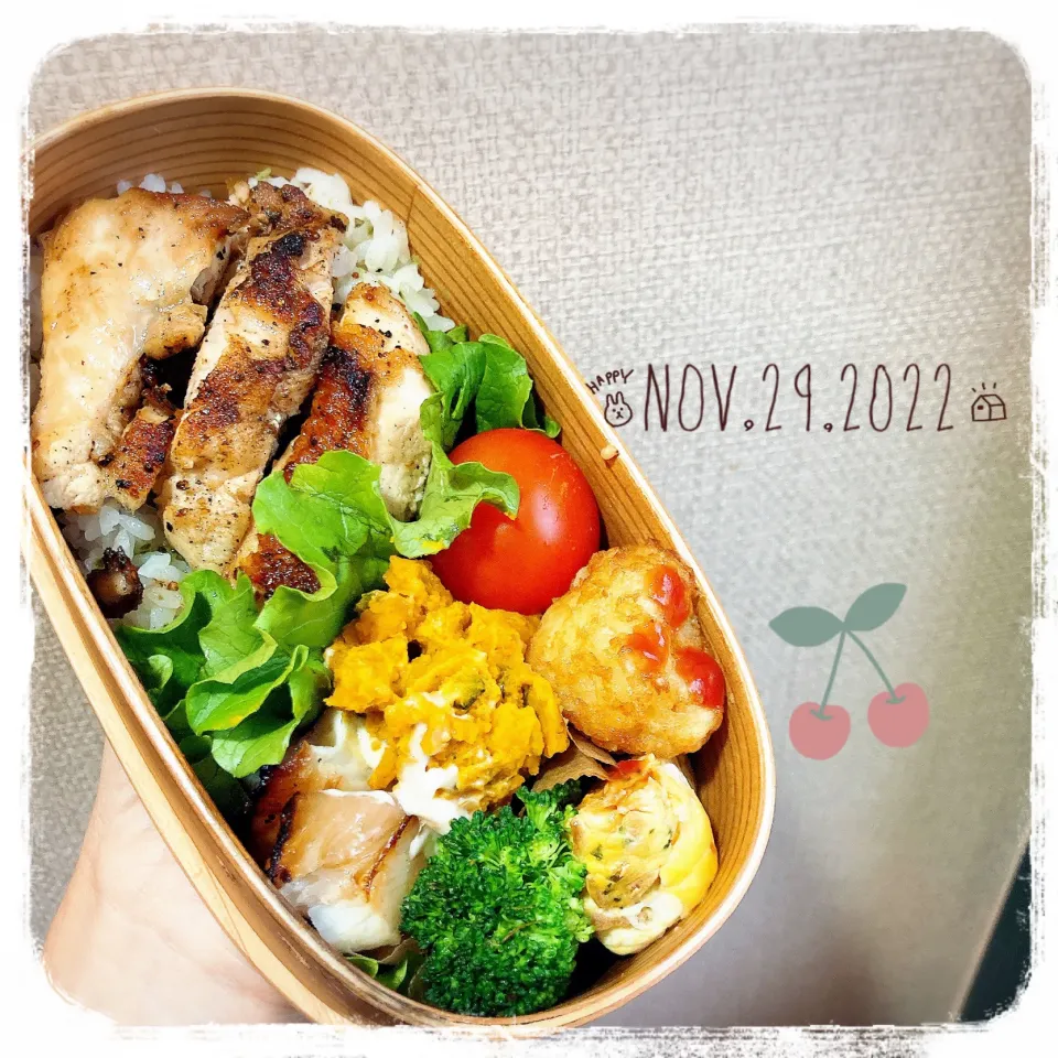 Snapdishの料理写真:11/29 ☺︎ スパイシーチキンソテー弁当✩.*˚|jon2さん