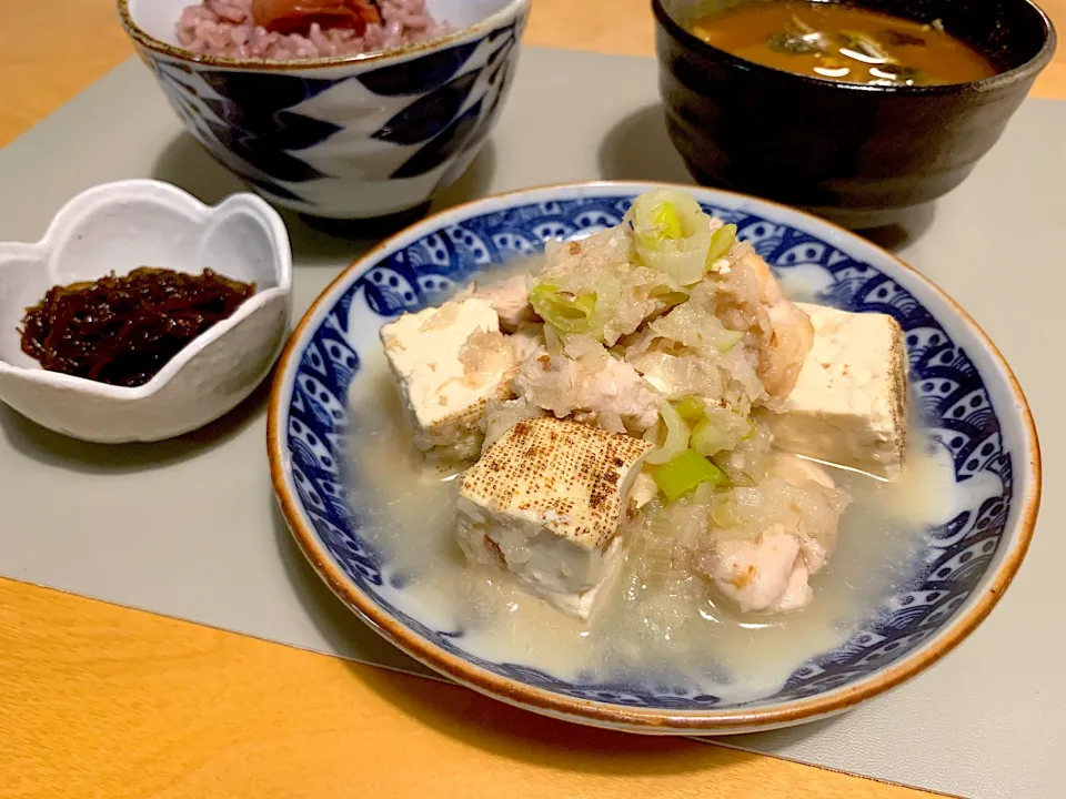 Snapdishの料理写真:鶏のささみと豆腐のみぞれ煮|かなっぺさん