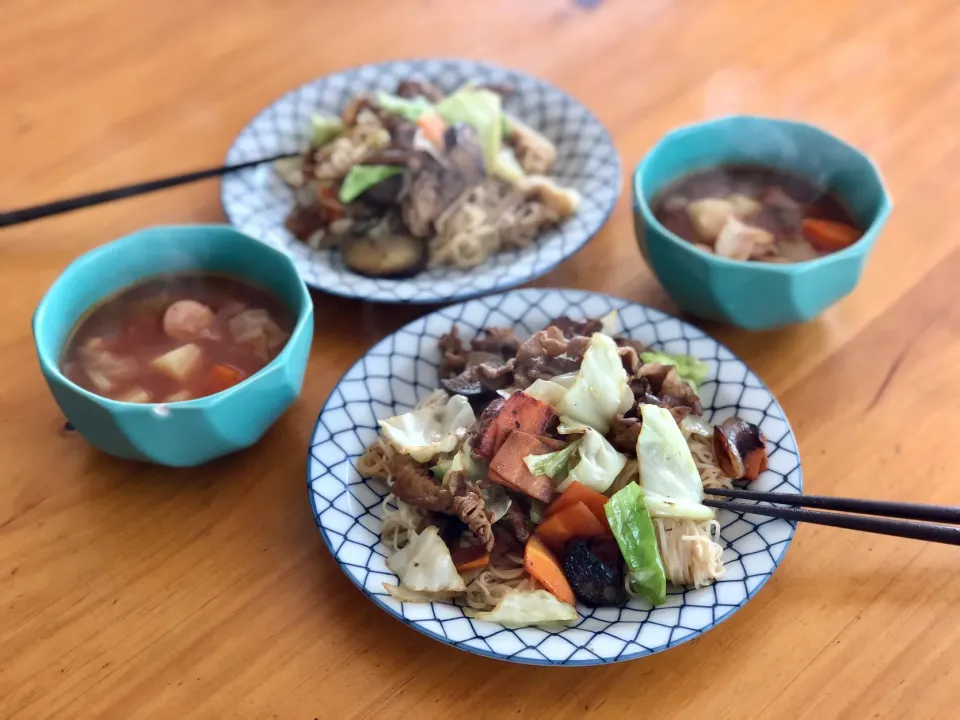 そうめんチャンプルーとミネストローネ|マユマユさん