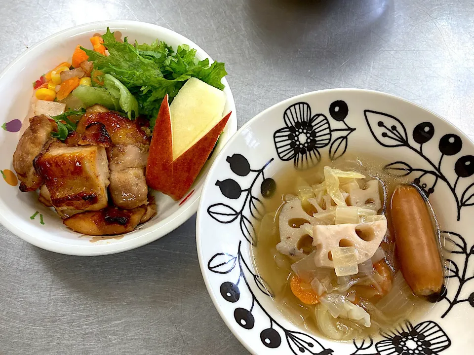 鶏の照り焼きと蓮根のスープ|なおさん