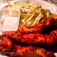 Snapdishの料理写真:BBQ Chicken Strip with dressing a side of homemade  Cole slaw|Chef Edward Kelly IIさん