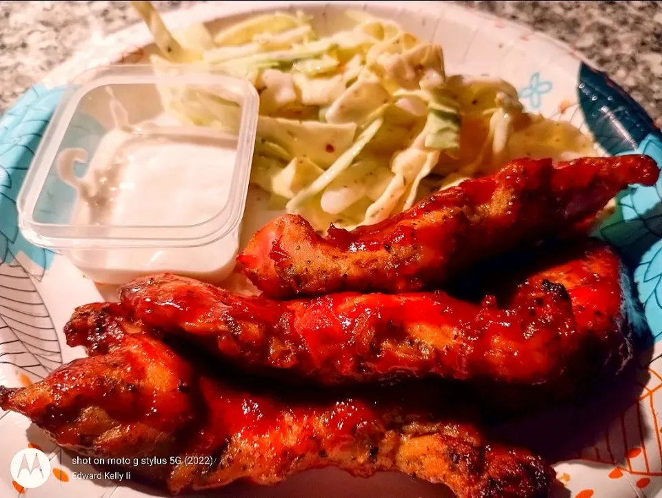 BBQ Chicken Strip with dressing a side of homemade  Cole slaw|Chef Edward Kelly IIさん