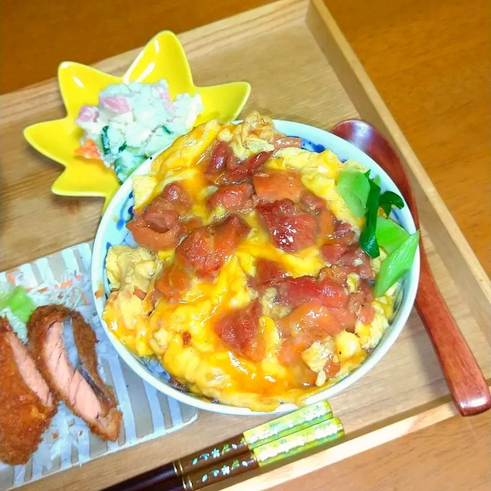 焼き鳥缶で親子丼🐣|とししいたけさん