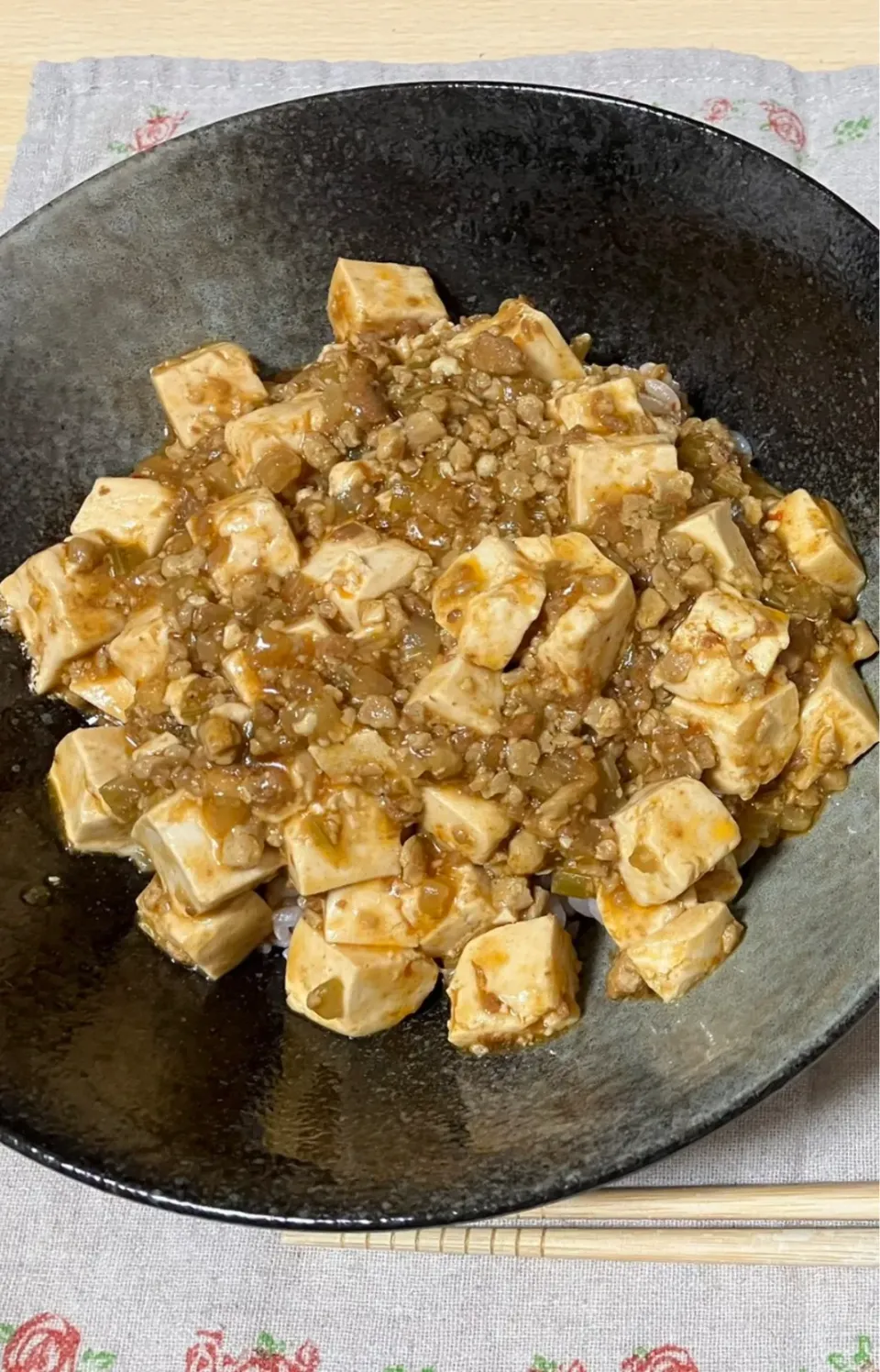 大豆ミートde麻婆豆腐丼|まさぼんさん