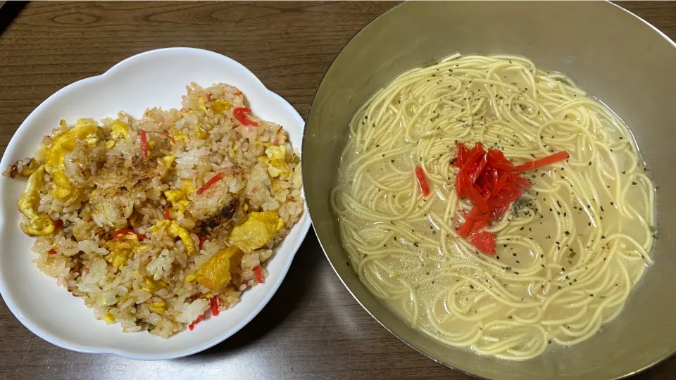 マルタイ棒ラーメンと永谷園の炒飯の素で作ったチャーハン|Morito Kamiyaさん