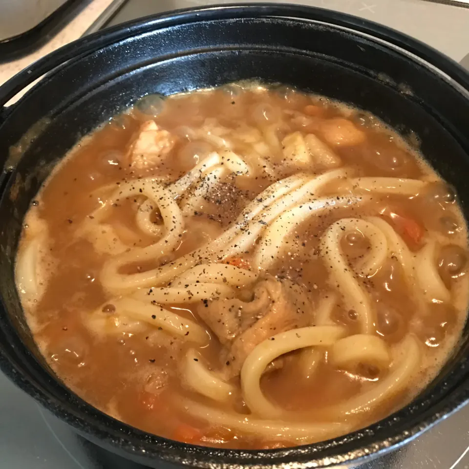 カレー鍋の残りで うどん|sanaeさん