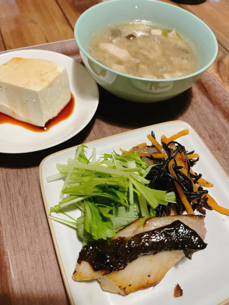 Snapdishの料理写真:銀鱈西京焼き🐟ひじきは、、、|かっぱちんさん