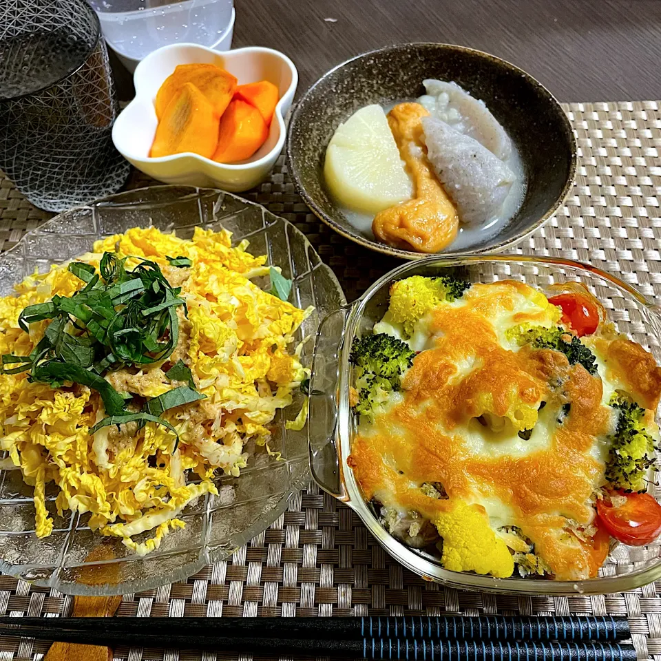 12/8晩ご飯：鯖缶と野菜のチーズ焼き|ななみんさん