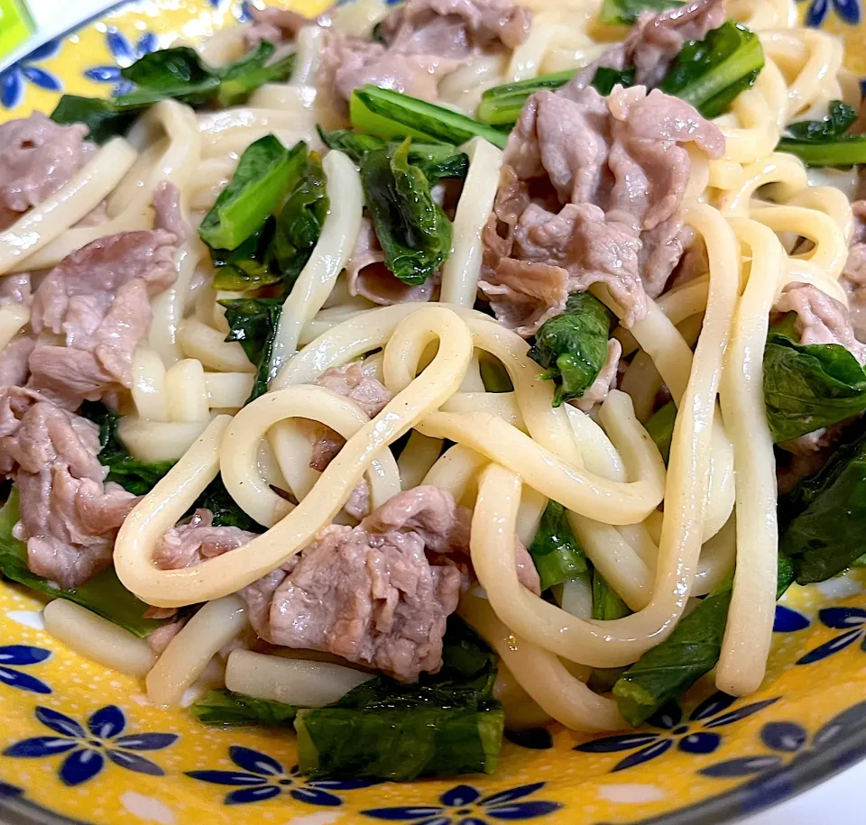 豚肉と小松菜の和風焼きうどん|hnmomamさん