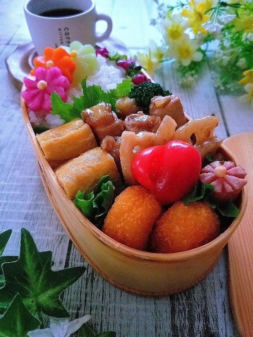 さつま芋豚肉巻き甘酢炒め煮弁当|sugar beansさん