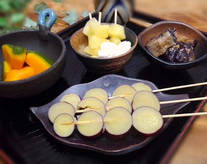 薩摩芋🍠の串刺し、リンゴ🍎の串刺し|くまちゃんさん