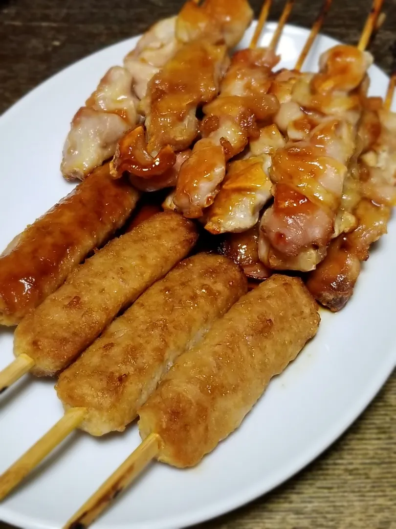 軟骨入りつくね串と鶏もも串|ぱんだのままんさん