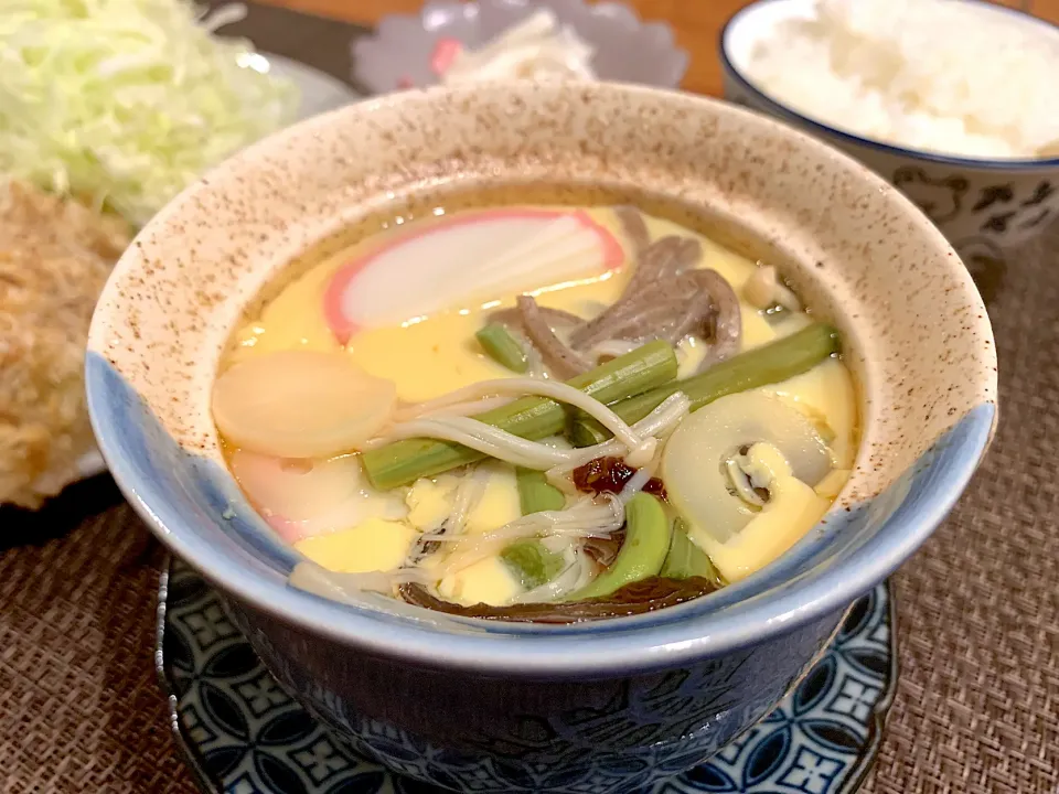 Snapdishの料理写真:山菜そば茶碗蒸し(小田巻蒸しの蕎麦バージョン)|いちごさん