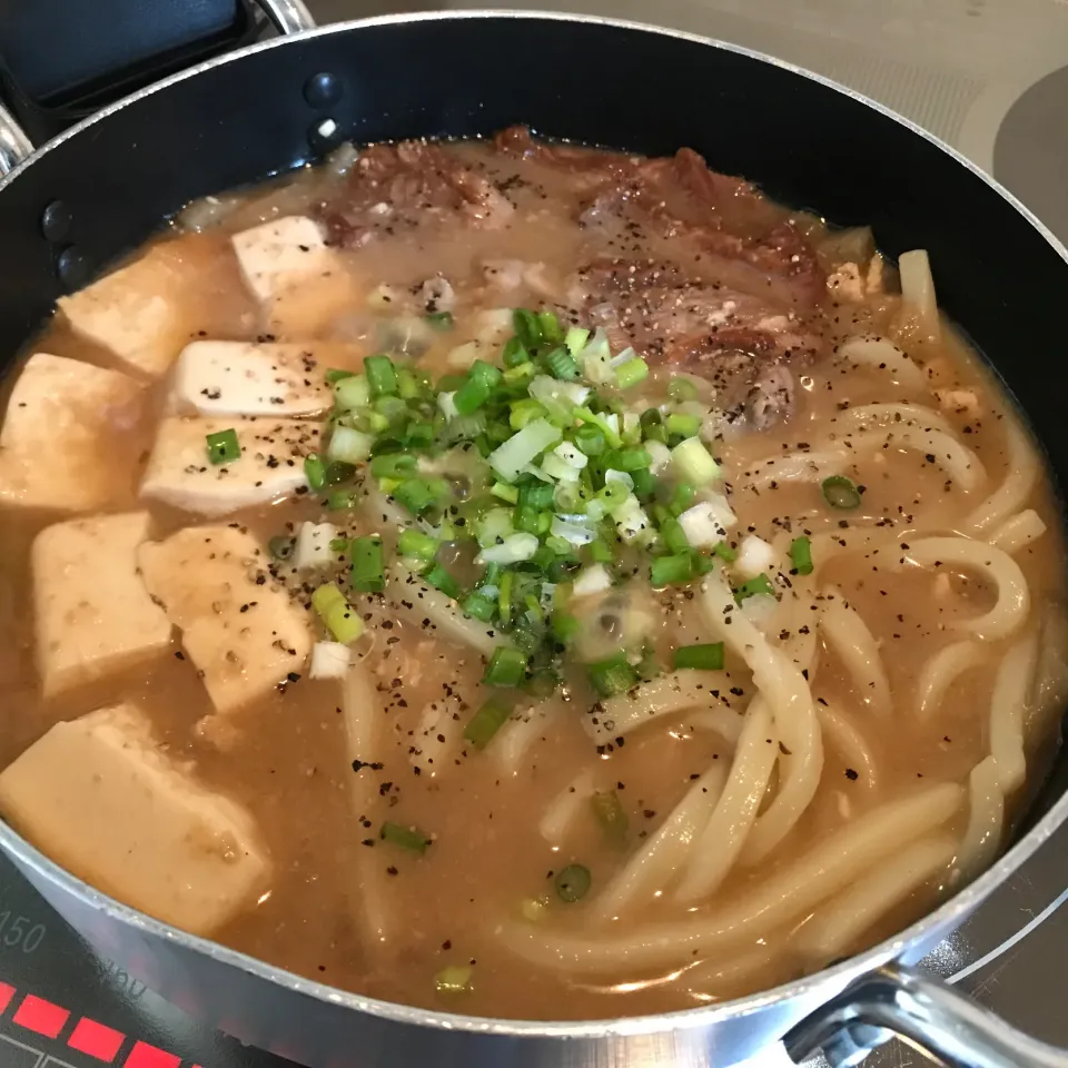 胡麻味噌鍋の残りでうどん|sanaeさん