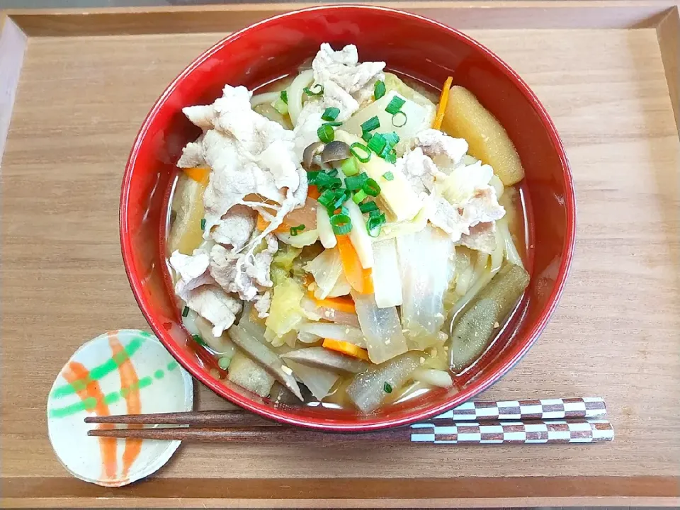 Snapdishの料理写真:🍜お昼に豚汁うどん|tomoさん