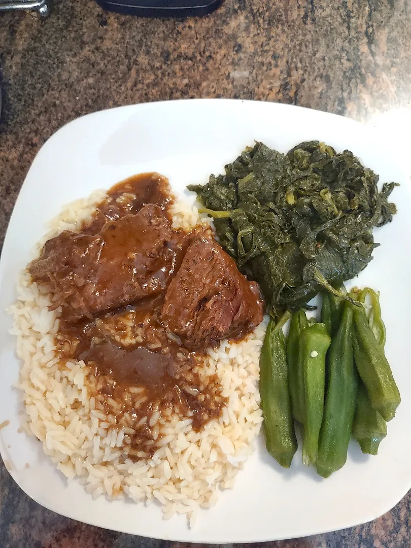 Pot Roast/Gravy & Rice/Turnips/Okra|Cooking with Angie K-town Wayさん