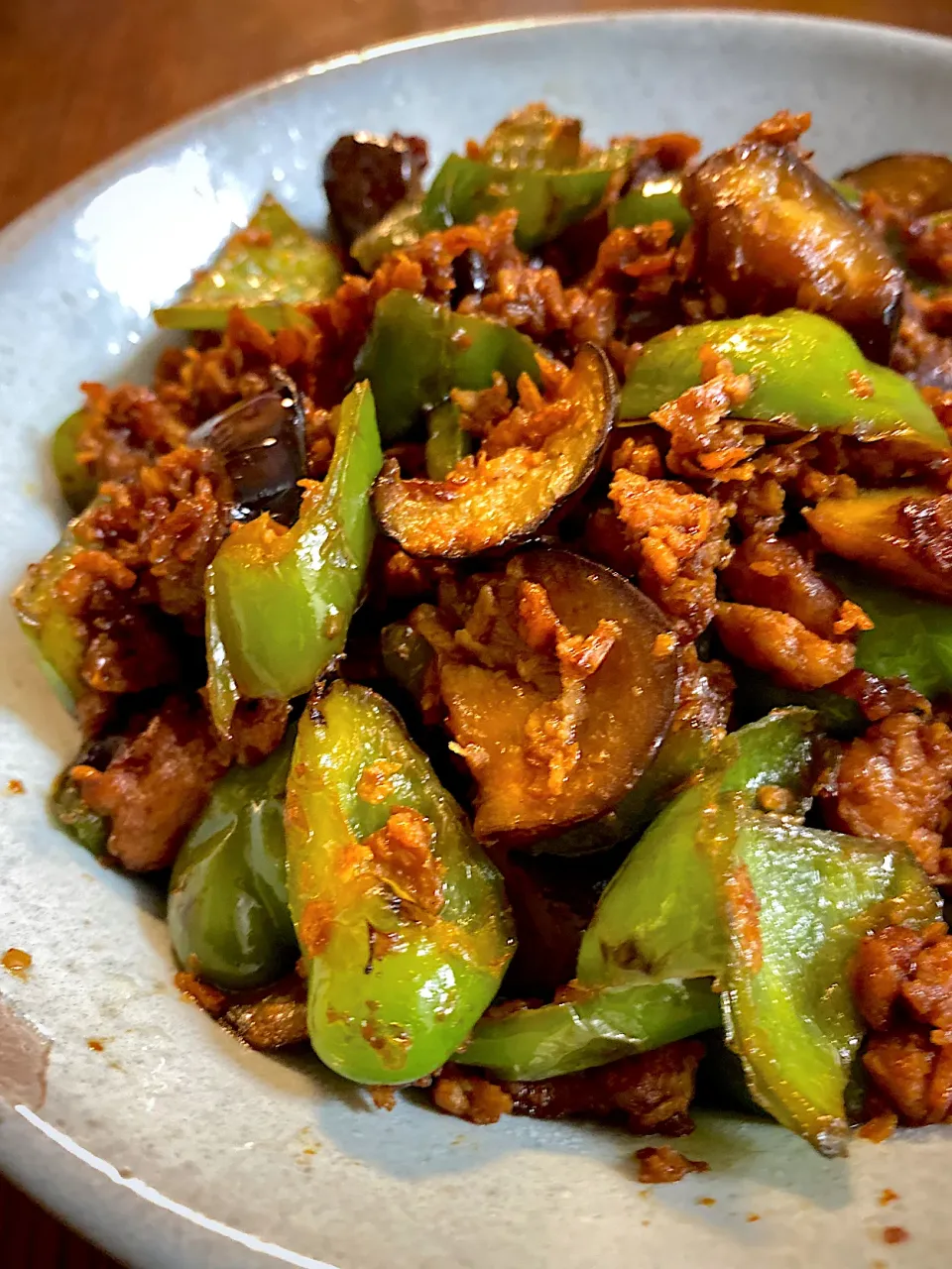 茄子とピーマンの大豆ミート味噌炒め|kozkozさん