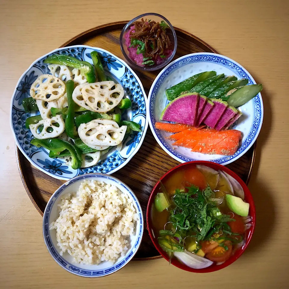 #vegan 
蓮根とピーマンの酢炒め|makiko_aさん