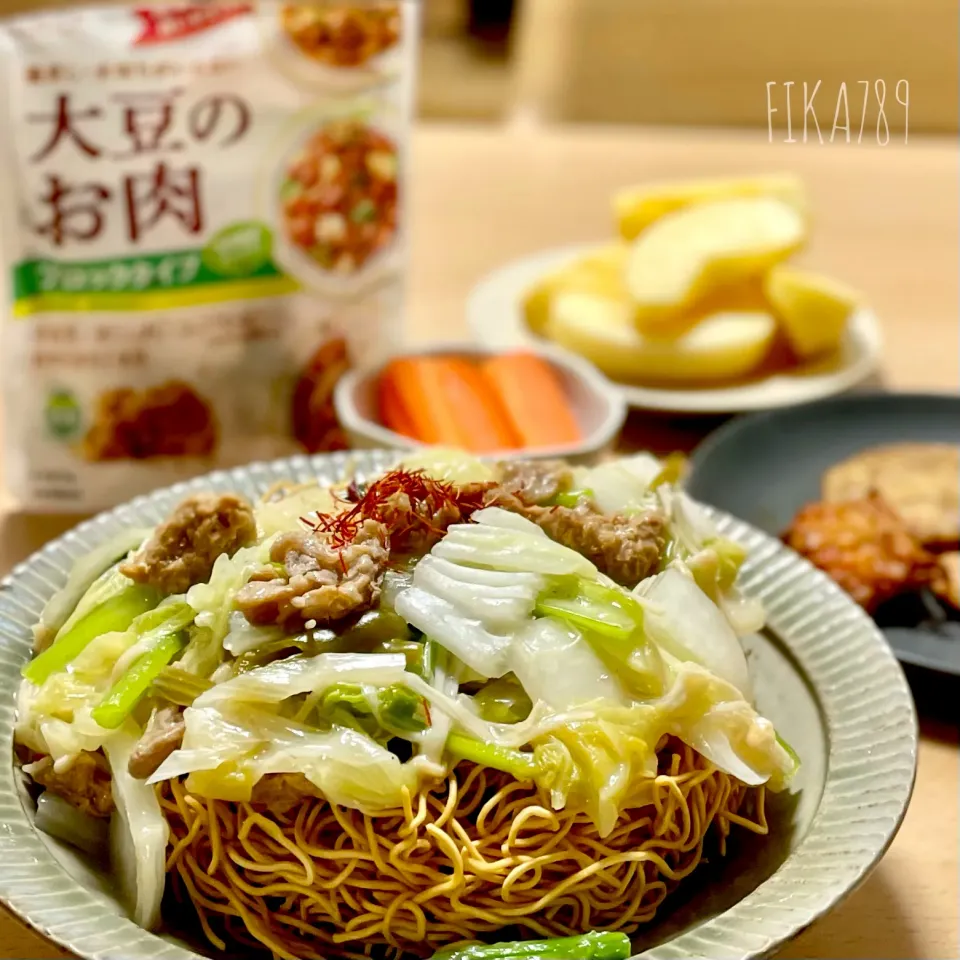 大豆のお肉で ヘルシーかた焼きそば|FIKA789さん