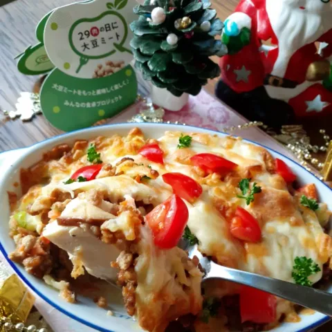 「TOFU MEAT(トーフミート) ノンシュガー 1kg」を使ってみたSnapdishの料理・レシピ写真:クリスマス🎄✨にも大豆ミート♪
トーフミートとお豆腐の和風チーズ焼き