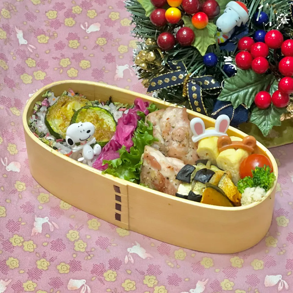 鶏モモカレーバジルグリル☘️の💙ちやんお弁当　12/23金|sweet homeさん