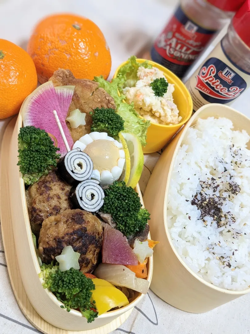 本日のお弁当〜ハンバーグ、ローストポーク弁当〜|f.1125beさん