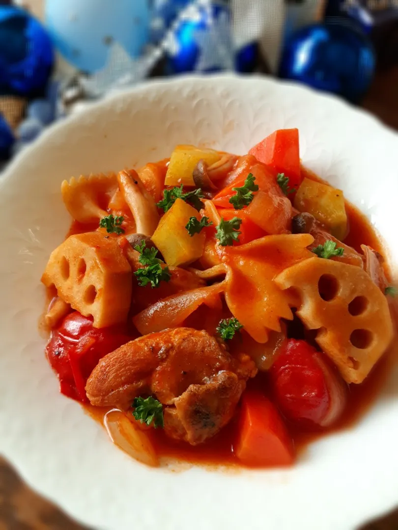 チキンのトマトジュース煮込み🍅|fumfumさん