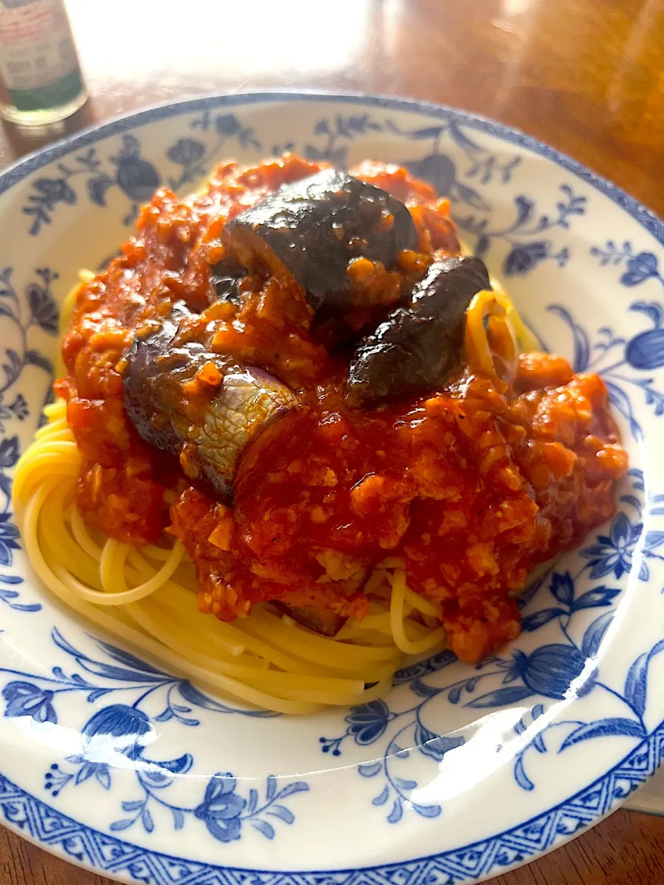 大豆ミートと茄子のトマトパスタ|さんだーさん