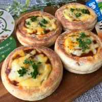 大豆のお肉のキーマカレーdeイングリッシュマフィンオープンサンド🧡