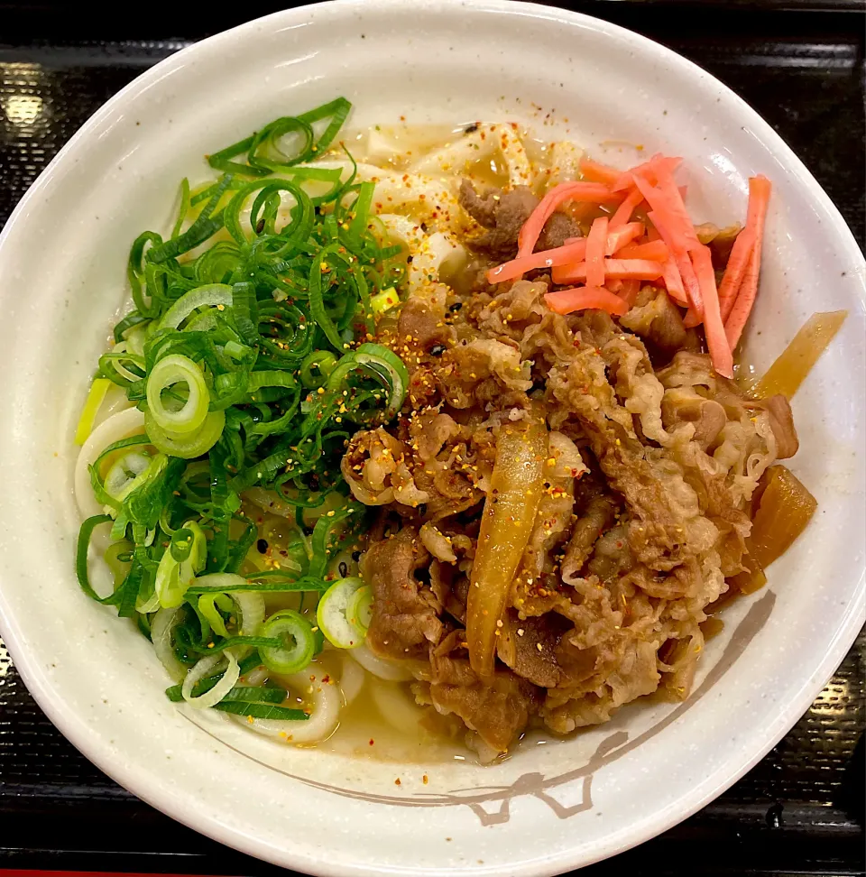 松屋の肉うどん 580円|すくらんぶるえっぐさん