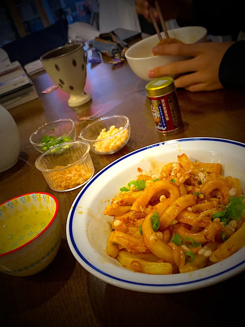 温伊勢うどん　海老揚げ玉　小ネギ　花鰹　お茶|ch＊K*∀o(^^*)♪さん