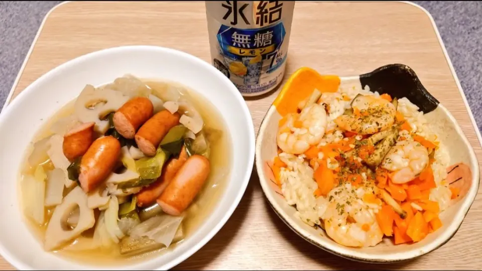 根菜のポトフ&えぴピラフ風炊き込みご飯|ぴくるすさん