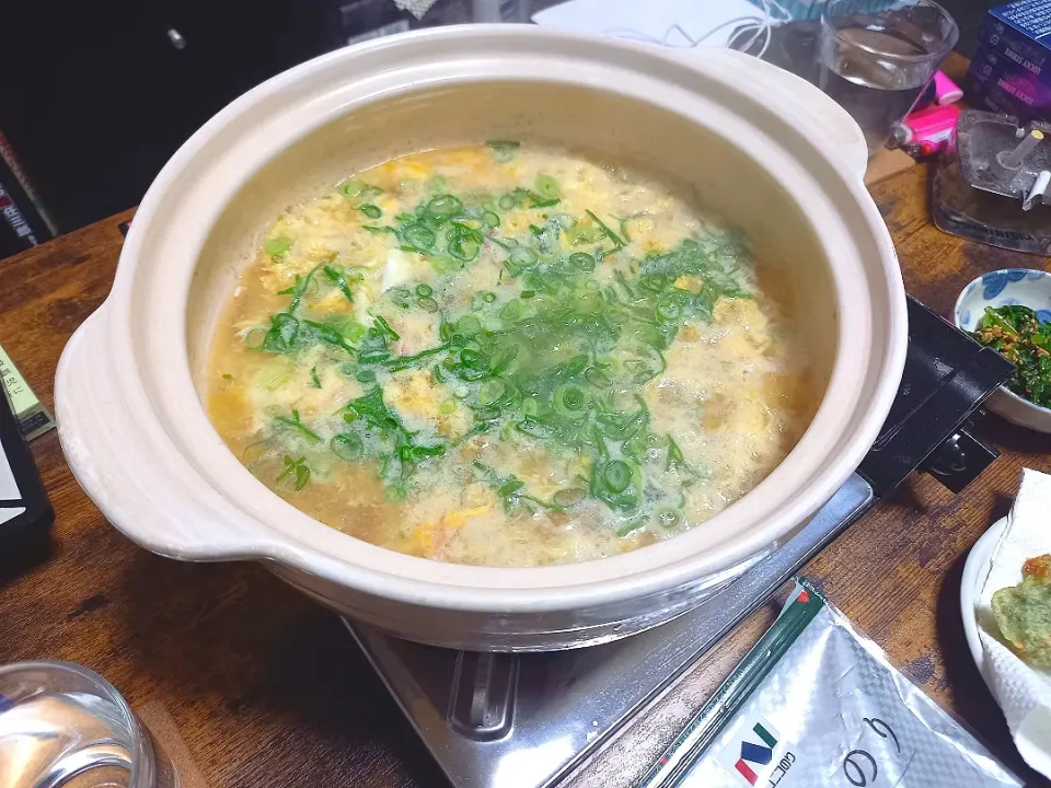 ・かに雑炊
・竹輪の磯辺揚げ
・春菊の胡麻和え|ちりさん