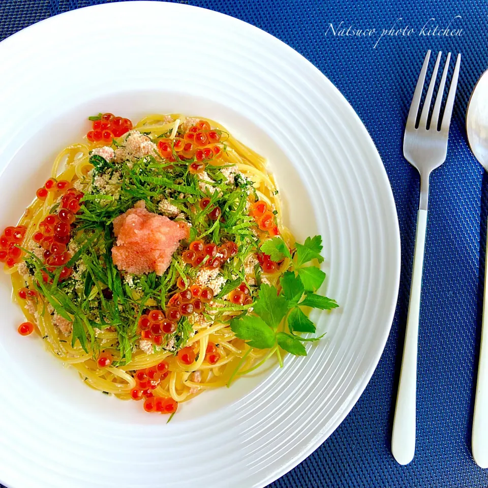 本日の一品亭💕おせちも良いけどパスタもね♪『明太子クリーム🍽イクラちゃんのせ』💕😋♪|ナツ1224さん