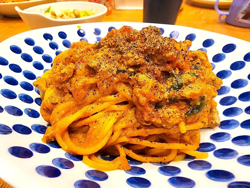 Snapdishの料理写真:鶏レバーソースのスパゲッティ|Masahiko Aasanoさん